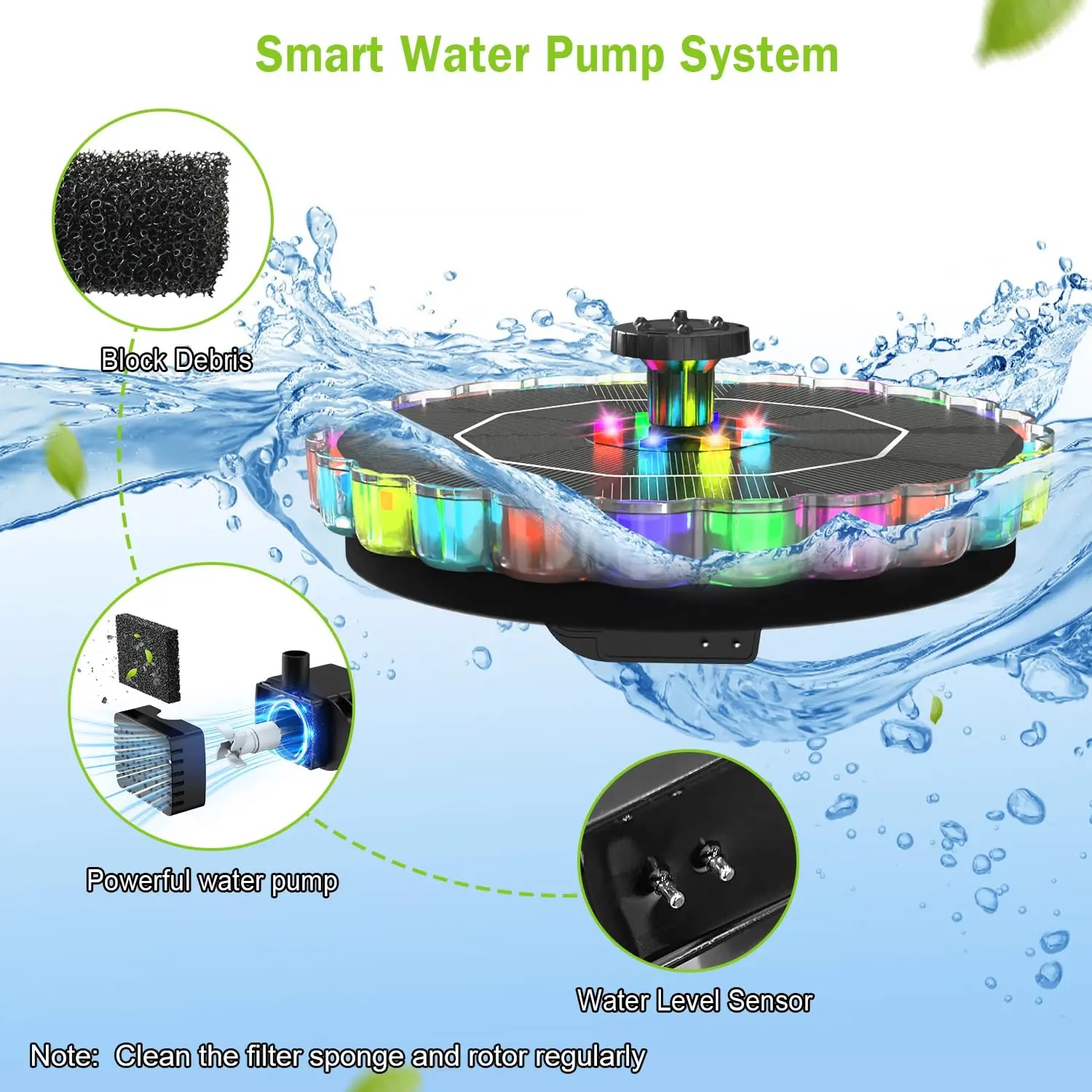 Solar Water Fountain Solar Pow - Floating Solar Fountain Water Pump ulasan dan harga